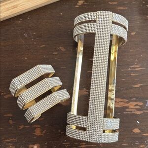 Super Fun 70’s Coded Think Grace Slick Pave Costume Cuff Set